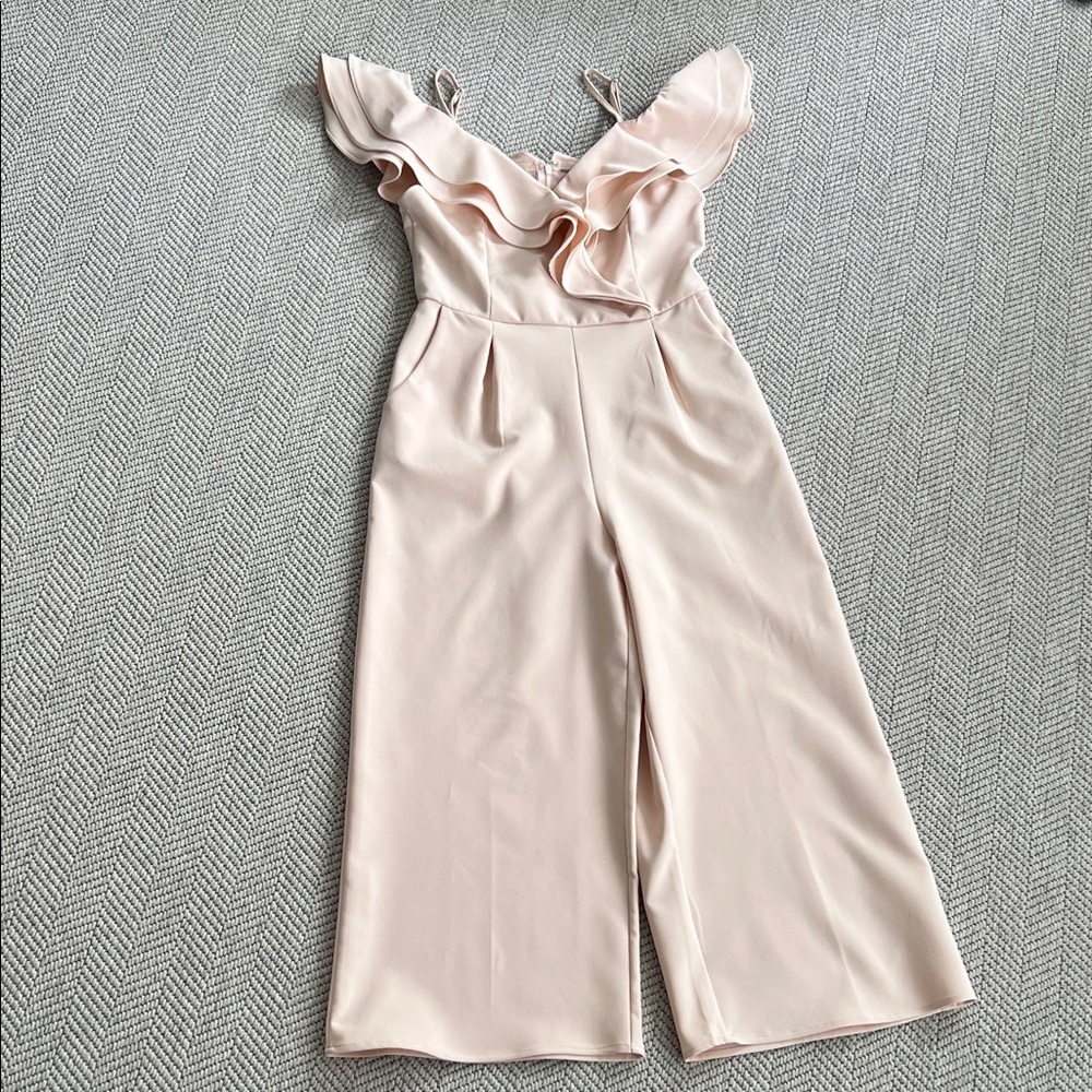 Main Strip Ruffled Blush Jumpsuit